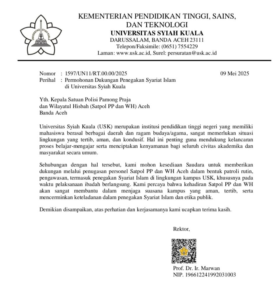 surat rektor