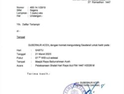 Pemerintah Aceh Gelar Shalat Idul Fitri 1447 H pada 21 Maret 2026